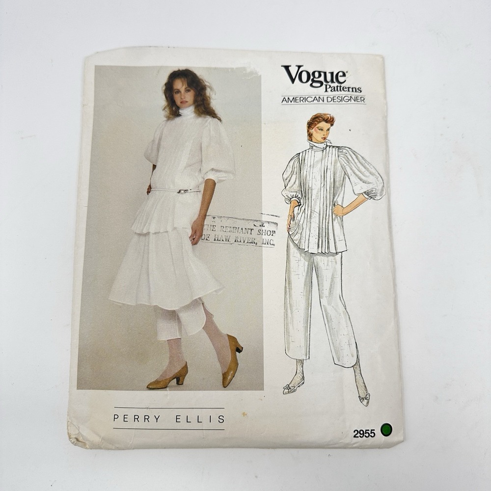 Vintage Vogue Perry Ellis Sewing Pattern 2955 Women Size 12 90s Designer